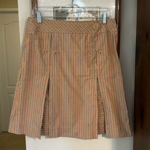 Mark Jacobs Pleated Skirt - Size 8 - Tan, Red, Navy, White Striped (My fave!)